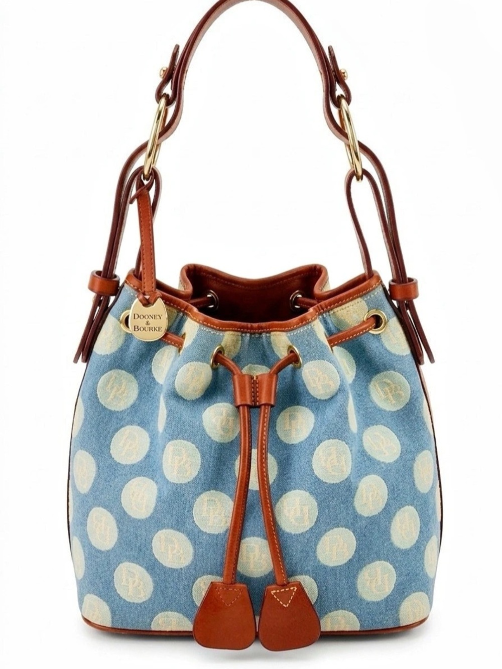 Dooney & Bourke Polka Dot Hobo Bag Blue & Brown